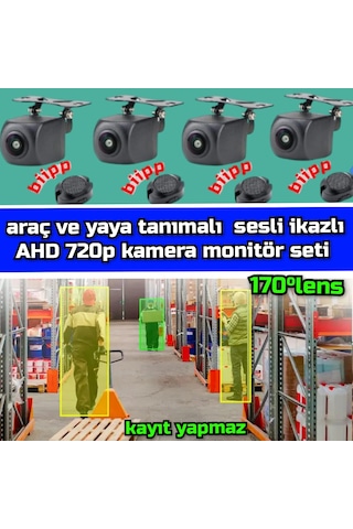Kayıtsız 7 İnç Ekran Araç Ve Yaya Tanımalı Sesli İkazlı 4 Kamera