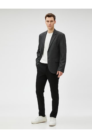Koton Blazer Ceket Düğmeli Dikiş Detaylı Cepli Antrasit Desenli 3wam50033hw 3WAM50033HW9D3 Antrasit