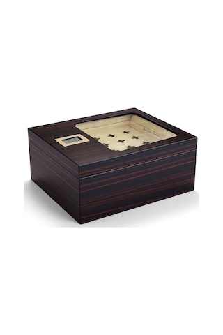 Cigarloong Camlı Puro Kutusu Humidor Ebony 40's