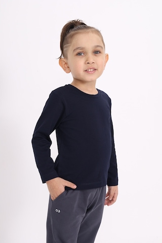 Toontoy Kids Toontoy Unisex Çocuk Baskılı Bisiklet Yaka Uzun Kollu Tişört Lacivert