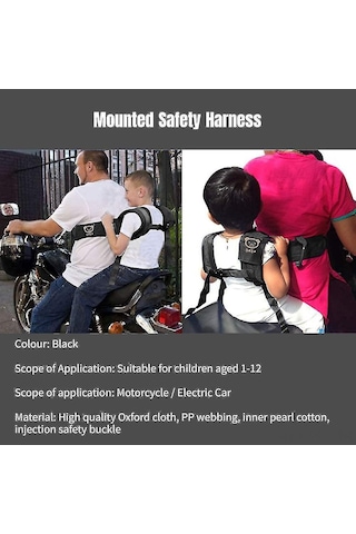Padalink Çocuk Motosiklet Emniyet Kemeri - Ayarlanabilir Yükseklikli, 1-12 Yaş İçin Güvenlik Kolonlu