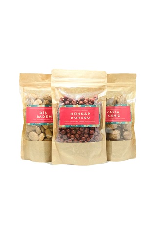 Guruyemiş Box Tuzlu Atıştırma Paketi Badem 400 G Hünnap 200 G Ceviz 250 G