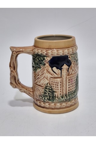 Vintage Tankart Kabartmalı İnsan Ve Doğa Tasfirli Alman Seramik Bira Bardağı 11,8cm 003