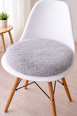 2 Adet Yuvarlak Sandalye Minderi 40cm Açık Gri