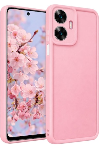 Realme C55 Uyumlu Kamera Çıkıntılı Mat Silikon Telefon Kılıfı Pembe