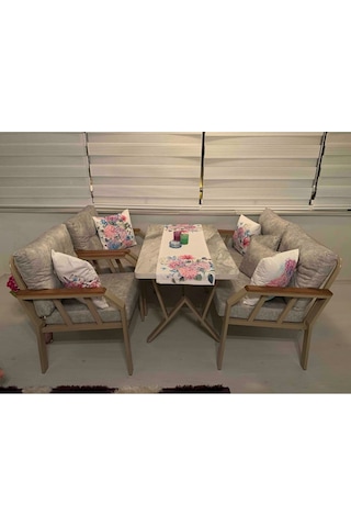 Tu Tienda Nergiz Model Bal Köpüğü Metal Renk- 2 1 1 Masa Bahçe Balkon Mobilyası,vizon Sütlü Kahve