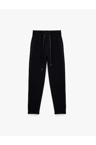 Koton Yüksek Bel Modal Karışımlı Bağcıklı Cepli Jogger Eşofman Altı Siyah 6wak40120nk Siyah