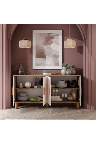 Dorin Bohem Konsol 4 Kapaklı Mdf Mebran Kapak 160 Cm Modern Salon Konsolu Aytaşı Ceviz Ceviz - Aytaşı
