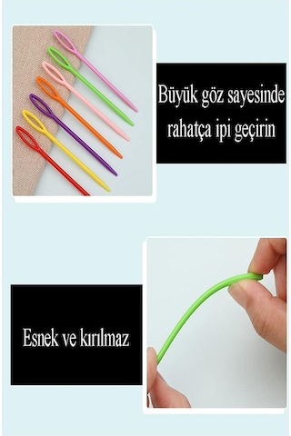 Çuvaldız Yün İğnesi Renkli Plastik 24 Cm 20 Adet Plastik Yün Örgü Örme Dikiş İğnesi Dokuma İğnesi Yün Dikme İğnesi