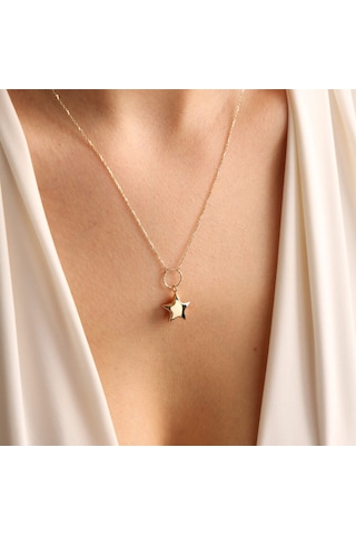 14 Ayar Altın Choker Kolye Yıldız Form