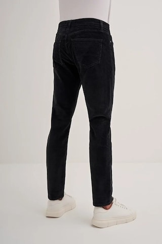 Cazador Vintage Terry Slim Fit Boru Paça Kadife Pantolon Siyah