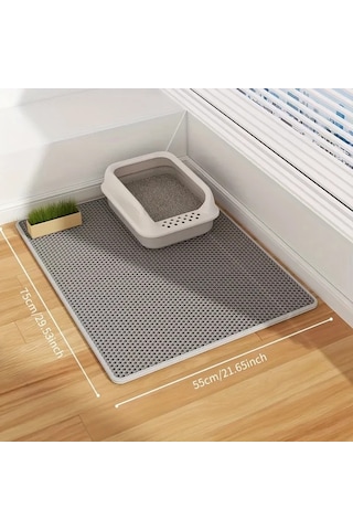 Honeybeeshop Siyah 70x120 Ekstra Büyük Çift Katmanlı Kedi Kumu Matı Eva Malzeme Sıçrama Önleyici Ve Sızdırmaz Tasarım