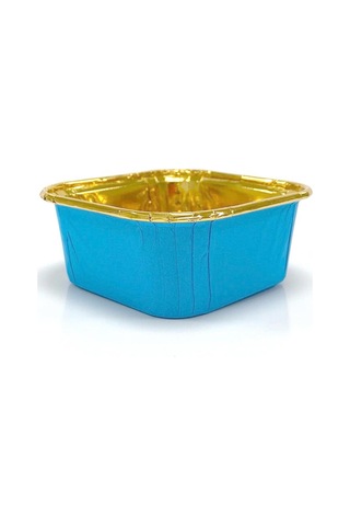Dolphin Muffin Kare Kağıt Mavi Altın Cupcake Kek Kalıbı Kapsülü Kabı - 25 Adetlik 10 Paket Renkli