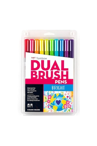 Tombow Abt Dual Brush Pen Grafik Kalemi 10'lu Set - Bright Parla