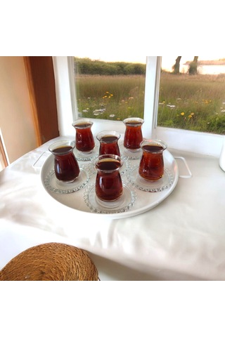 Tepsi Seti Metal Kulplu Çay Tepsisi Kahve Tepsisi Sunum Kahvaltı