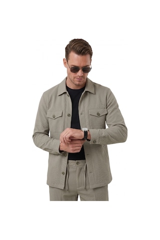 Deep Sea Deepsea Yeşil Slim Fit Gofre Dokulu Yazlık Spor Takım Elbise Yarım Astarlı Likralı 2 Li Kombin 2604007