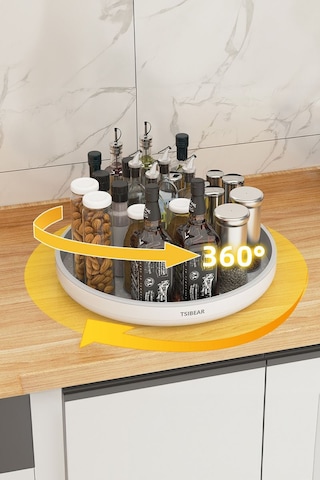 360 Dönen 25 Cm Mutfak Kiler Banyo Düzenleyici Döner Raf Cin876 Beyaz