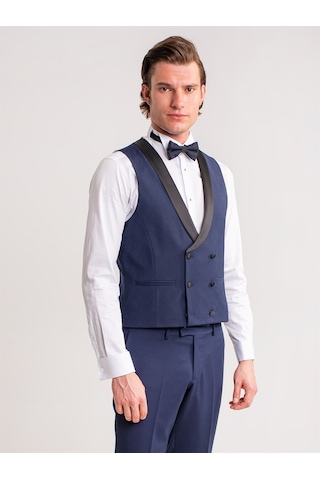 Dufy Lacivert Erkek Modern Fit Şal Yaka Smokin Takım - 61328 Lacivert