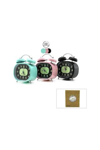 Twin Bell Alarm Clock Bgc-57 Dikdörtgen Masa Çalar Saat - Renkli Metal Kasa, Pilli, Işıklı Ve Fosforlu Diğer