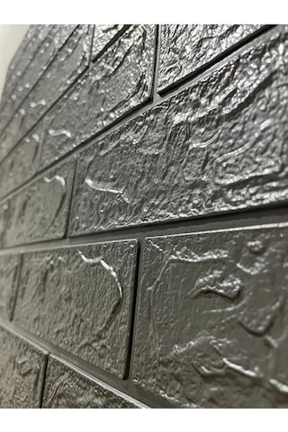 50x54 Cm 0,27 M² Gri Silinebilir Kendinden Yapışkanlı Duvar Kağıdı Esnek Panel 3d Tuğla Desen