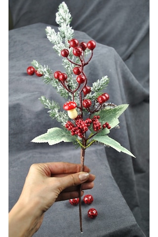 1 Adet 30 Cm Yapay Yılbaşı Çiçeği Dekoratif Yılbaşı Çiçek New Year Christmas- Kırmızı