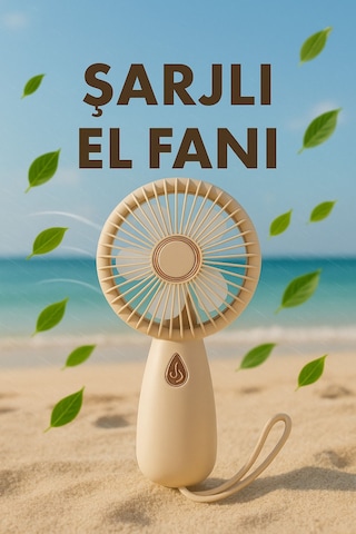 Şarjlı Sessiz Güçlü El Fanı Mini Taşınabilir Usb Vantilatör 5 Pervaneli Fan