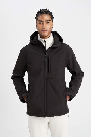 DeFactoFit Softshell Mont Su İtici Rüzgara Karşı Koruyan Kapüşonlu Fermuarlı Cepli A2122AX24AUBK81 Siyah