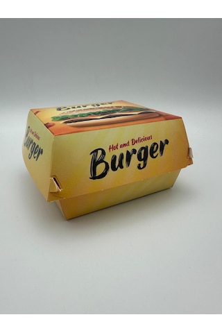 Baskılı Hamburger Kutusu 12,5x12,5x9 Cm 100 Adet