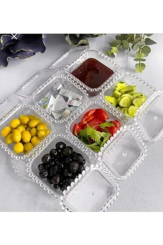 Boncuklu Akrilik 6'li Kahvaltı Takımı Şeffaf