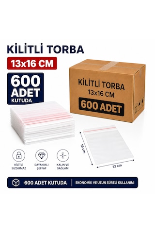 13x16 Cm Kilitli Poşet Kilitli Torba Şeffaf Zipli Torba 600 Adet - Dayanıklı Ve Sızdırmaz