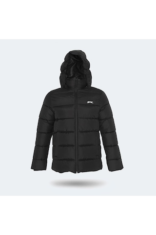 Slazenger GANEA IN Büyük Beden Erkek Kapüşonlu Şişme Siyah Mont & Kaban