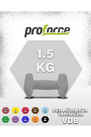 Proforce Vdb Dışı Vinil Kaplı İçi Çelik Döküm Ağırlık Dambılı Gri 1.5 KG