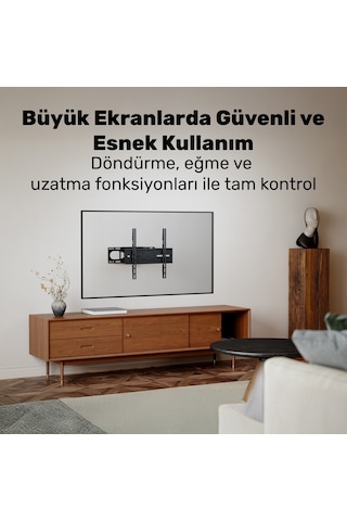 Npo Std85446 32"-75" Curved Tv Uyumlu Tam Hareketli Dönebilen Vesa Tv Duvar Askı Aparatı