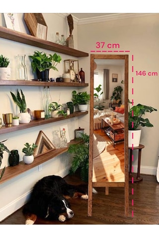 Ayaklı Ceviz Renk Boy Ayna Ceviz