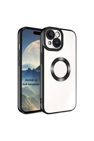 Apple Iphone 15 Uyumlu Renkli Detaylı Kamera Korumalı Logo Kısmı Açık Korumalı Kılıf