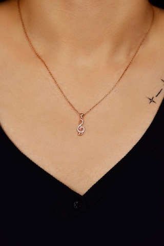 Roza Silver Zirkon Taşlı Rose Sol Anahtarı Minimal Gümüş Kolye