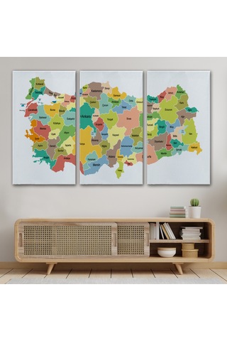 Türkiye Haritası Kanvas Tablo Eğitici Ve Öretici Dekoratif Tablo Tablo 3118 150 X 85