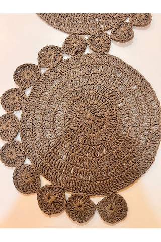 Finezza Hasır Handmade Örme Naturel Brown Runner 100 Cm - 1490