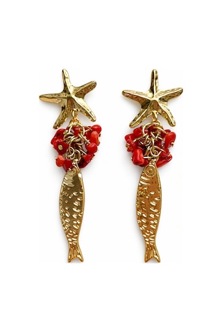 Çelik Balık Charm Küpe Gold 38262910