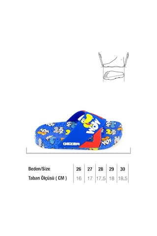 Gezer Kız Çocuk Yazlık Rahat Taban Dino Ev Bahçe Banyo Havuz Plaj Günlük Terlik Mavi