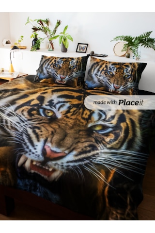 Tıger Çift Kişilik Nevresim Takımı Pamuk Saten 240 260 Cm Siyah