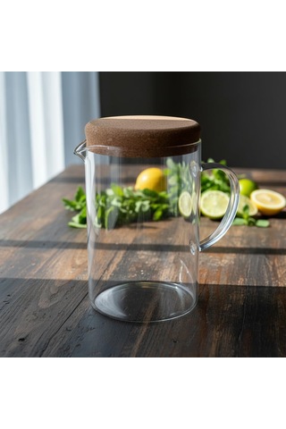 Kapaklı Borosilikat Cam Sürahi 2 Litre - Isıya Dayanıklı Minimalist Karaf Ve Detoks Şişesi