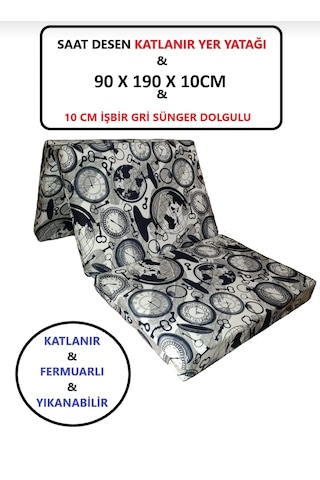 Katlanır Yer Yatağı Tek Kişilik Gri Sünger Minder Yatak 90x190x 10 Cm 90 x 190 x 10 CM - 14 Dns