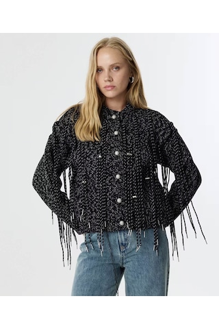 Twist Kordon Püsküllü Siyah Kadın Ceket Tw6250005047 Siyah