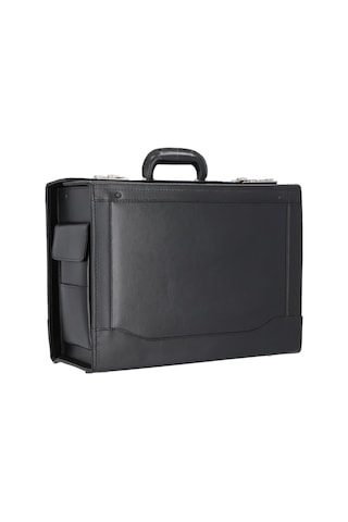 Alassio Deri Pilotenkoffer 45 Cm Laptop Bölmeli Evrak Çantası Siyah