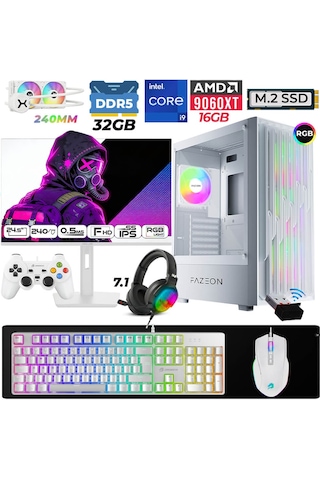 Fazeon Astra X900 i9-14900KF 32 GB 1 TB M.2 NVMe SSD 16 GB RX9060XT 24.5" Free Dos Masaüstü Oyuncu Bilgisayarı