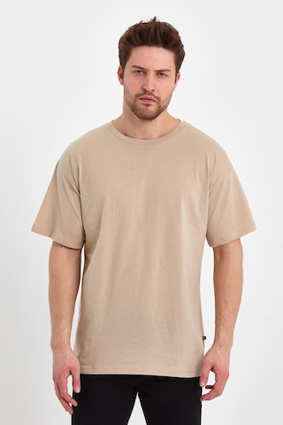 Erkek Compact Penye Oversıze T-shırt Oxford Tan
