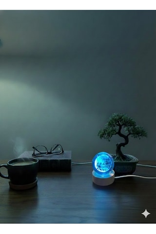 Usb'li , Rgb Işıklı , Kristal Küre Dünya Model Küçük Boy