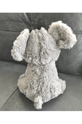 Merty Avm Premium Kalite 28 Cm Sevimli Peluş Mamut Fil - Dolgun Yapılı Oturabilen Hediye Oyuncak Beyaz - Gri