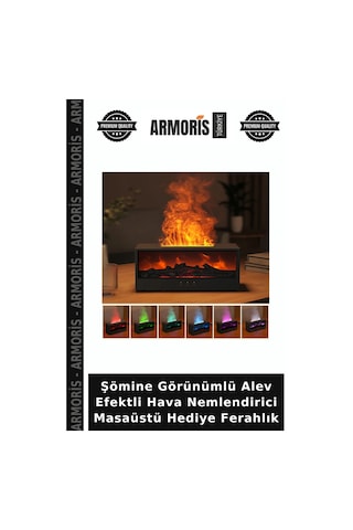 Şömine Görünümlü Alev Efektli Hava Nemlendirici Masaüstü Hediye Ferahlık